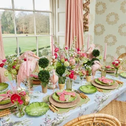 Mrs. Alice Valérie Green & Pink Placemats & Napkins (Set of 4)< Table Linen Sets | Mrs. Alice Monogram