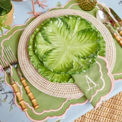 Mrs. Alice Valérie Green & Pink Placemats & Napkins (Set of 4)< Table Linen Sets | Mrs. Alice Monogram