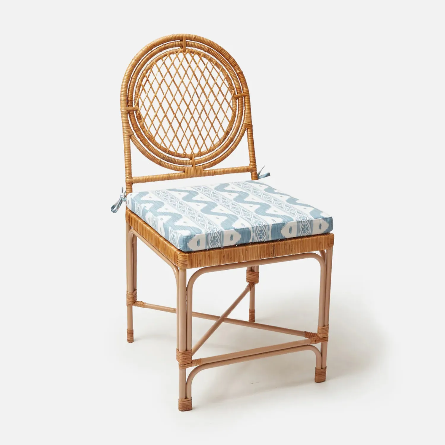 Mrs. Alice Vivienne Rattan Chair with Ikat Seat Pad Cushion< Furniture | Furniture