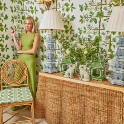 Mrs. Alice Vivienne Rattan Chair with Ikat Seat Pad Cushion< Furniture | Furniture