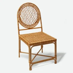 Mrs. Alice Vivienne Rattan Chair with Ikat Seat Pad Cushion< Furniture | Furniture