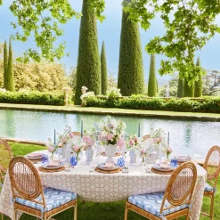 Mrs. Alice Vivienne Rattan Chair with Ikat Seat Pad Cushion< Furniture | Furniture