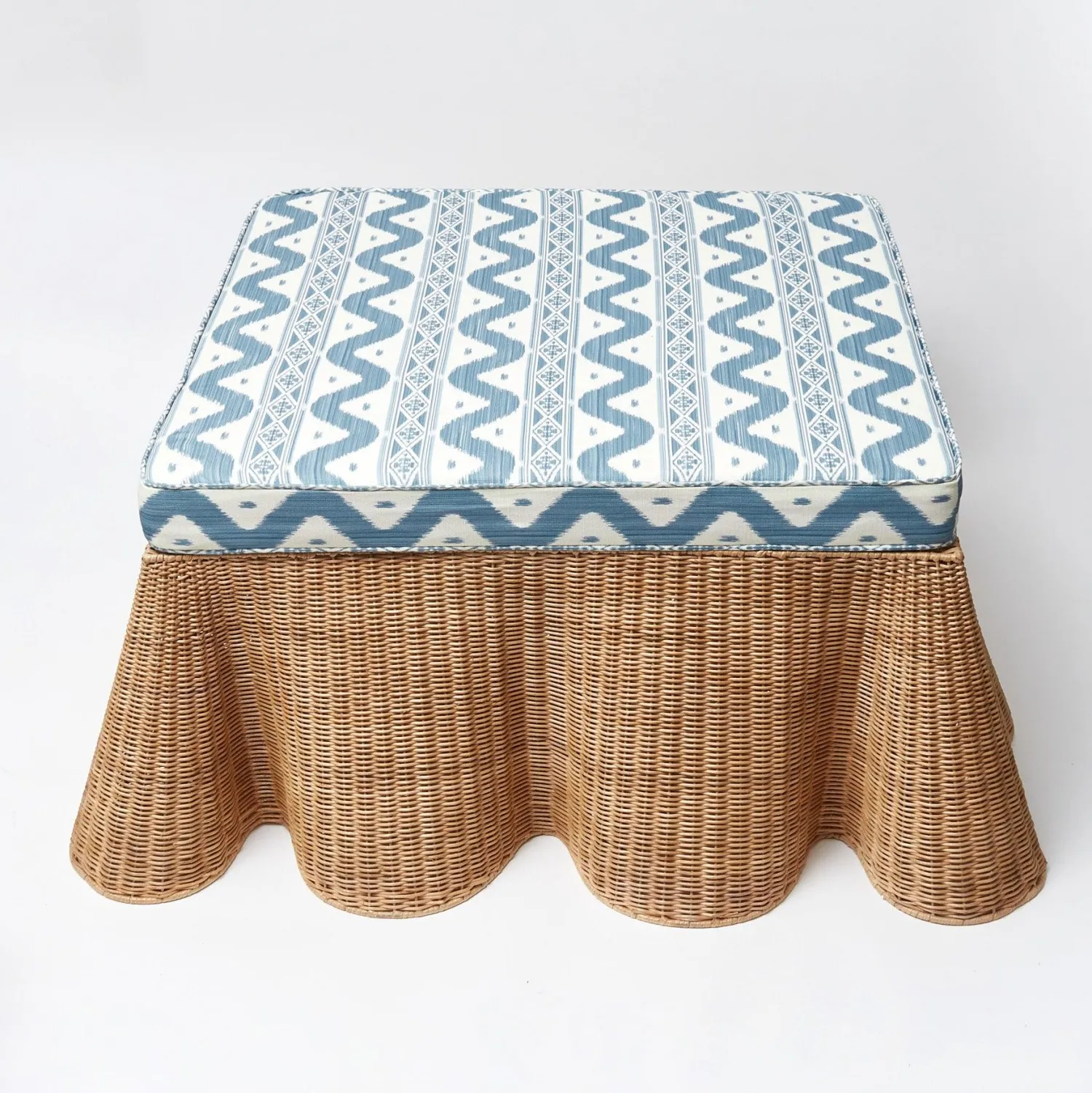 Mrs. Alice Vivienne Rattan Scalloped Ottoman< Furniture | Furniture