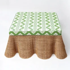 Mrs. Alice Vivienne Rattan Scalloped Ottoman< Furniture | Furniture