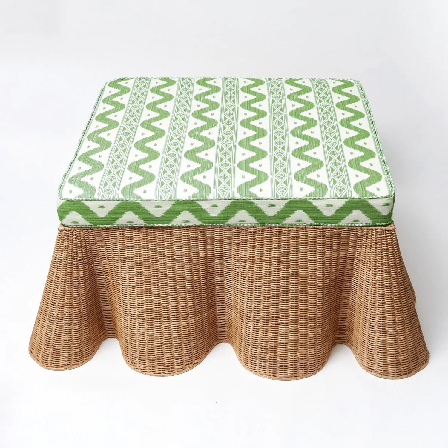 Mrs. Alice Vivienne Rattan Scalloped Ottoman< Furniture | Furniture