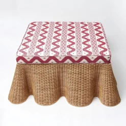 Mrs. Alice Vivienne Rattan Scalloped Ottoman< Furniture | Furniture