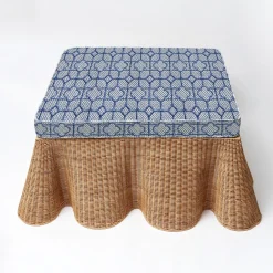 Mrs. Alice Vivienne Rattan Scalloped Ottoman< Furniture | Furniture