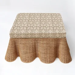 Mrs. Alice Vivienne Rattan Scalloped Ottoman< Furniture | Furniture