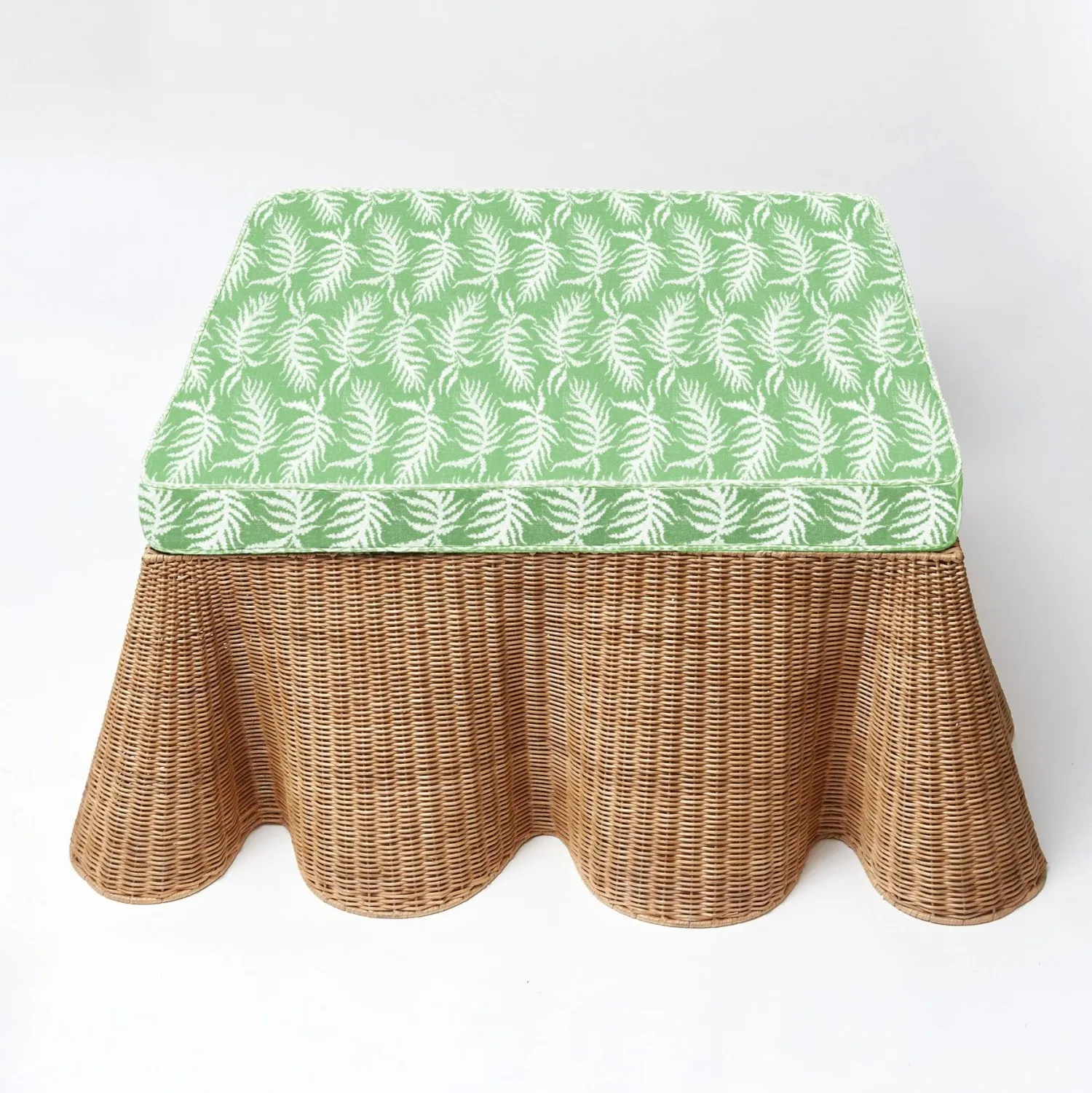 Mrs. Alice Vivienne Rattan Scalloped Ottoman< Furniture | Furniture