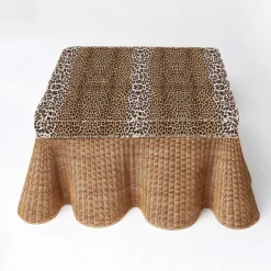 Mrs. Alice Vivienne Rattan Scalloped Ottoman< Furniture | Furniture