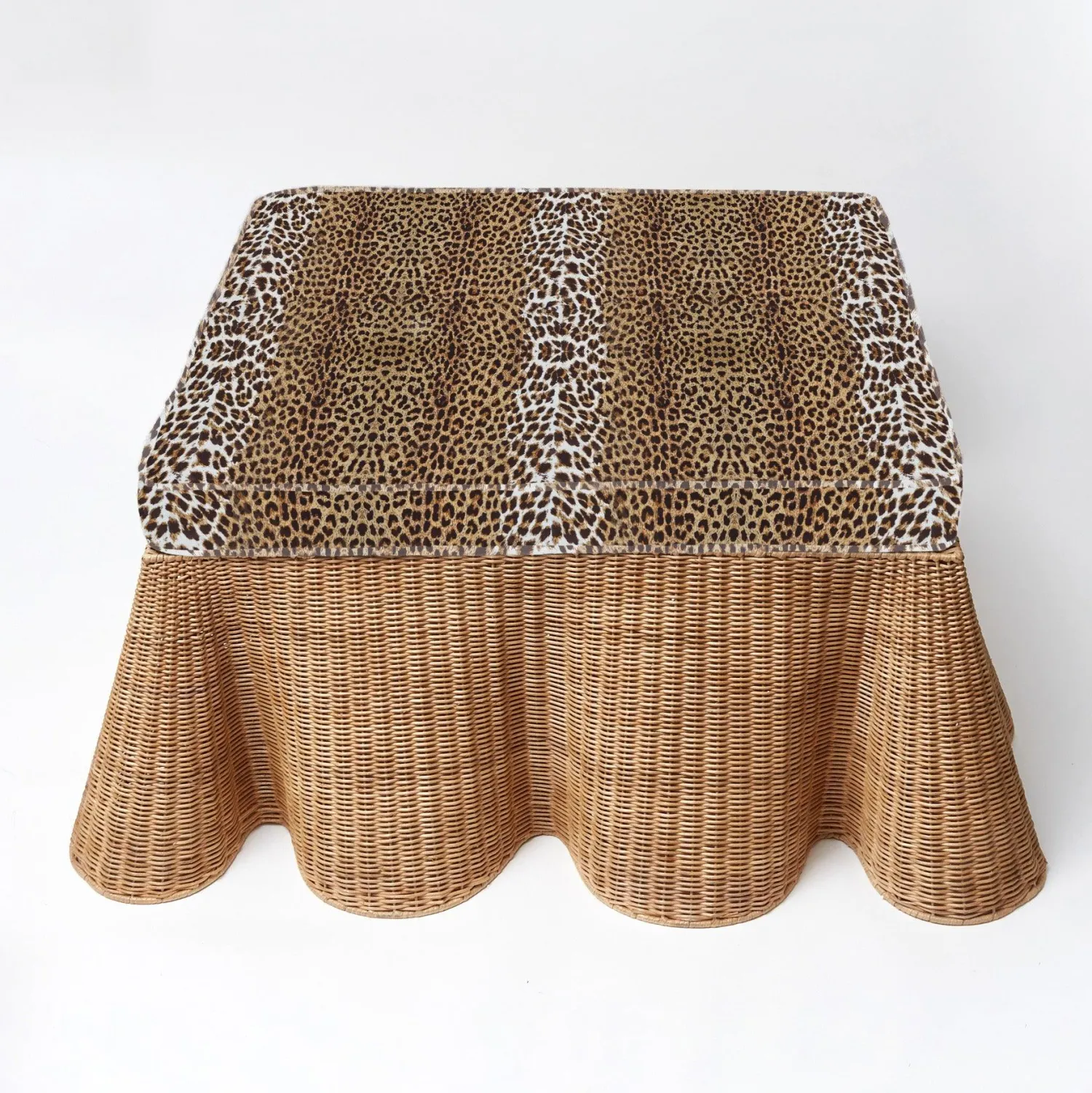 Mrs. Alice Vivienne Rattan Scalloped Ottoman< Furniture | Furniture