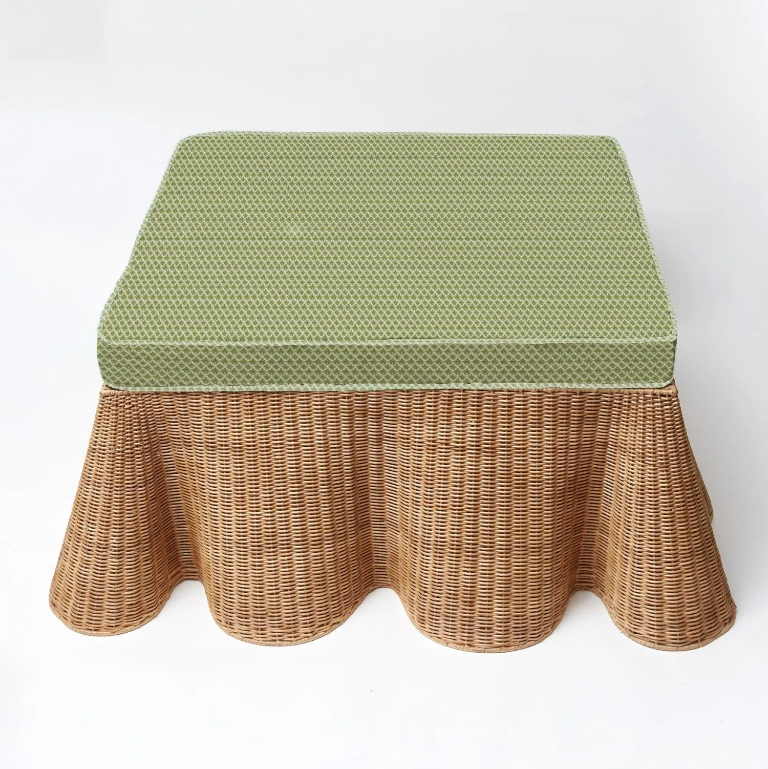 Mrs. Alice Vivienne Rattan Scalloped Ottoman< Furniture | Furniture