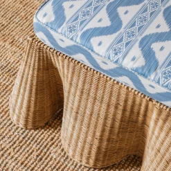 Mrs. Alice Vivienne Rattan Scalloped Ottoman< Furniture | Furniture