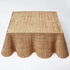 Mrs. Alice Vivienne Rattan Scalloped Ottoman< Furniture | Furniture