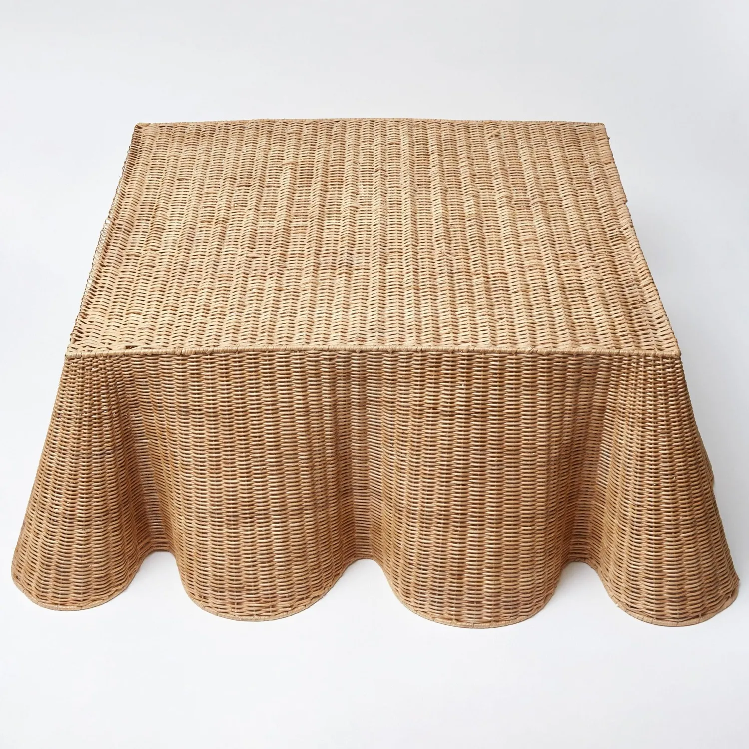 Mrs. Alice Vivienne Rattan Scalloped Ottoman< Furniture | Furniture