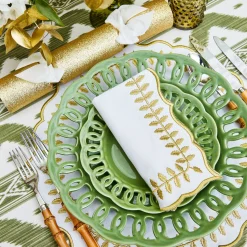 Mrs. Alice White & Gold Laurel Napkins (Set of 4)< Napkins