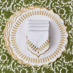 Mrs. Alice White & Gold Laurel Napkins (Set of 4)< Napkins