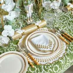 Mrs. Alice White & Gold Laurel Placemats & Napkins (Set of 4)< Table Linen Sets