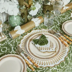 Mrs. Alice White & Gold Laurel Placemats & Napkins (Set of 4)< Table Linen Sets