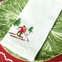 Mrs. Alice White Embroidered Skier Napkins (Set of 4)< Napkins