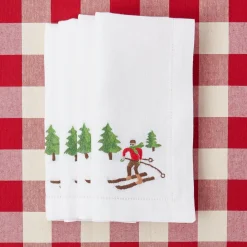 Mrs. Alice White Embroidered Skier Napkins (Set of 4)< Napkins