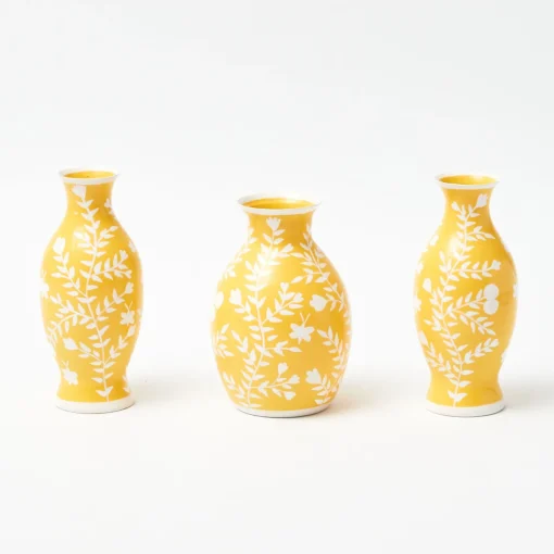 Mrs. Alice Yellow Hand Painted Tole Bud Vases (Set of 3)< Vases | Vases & Planters
